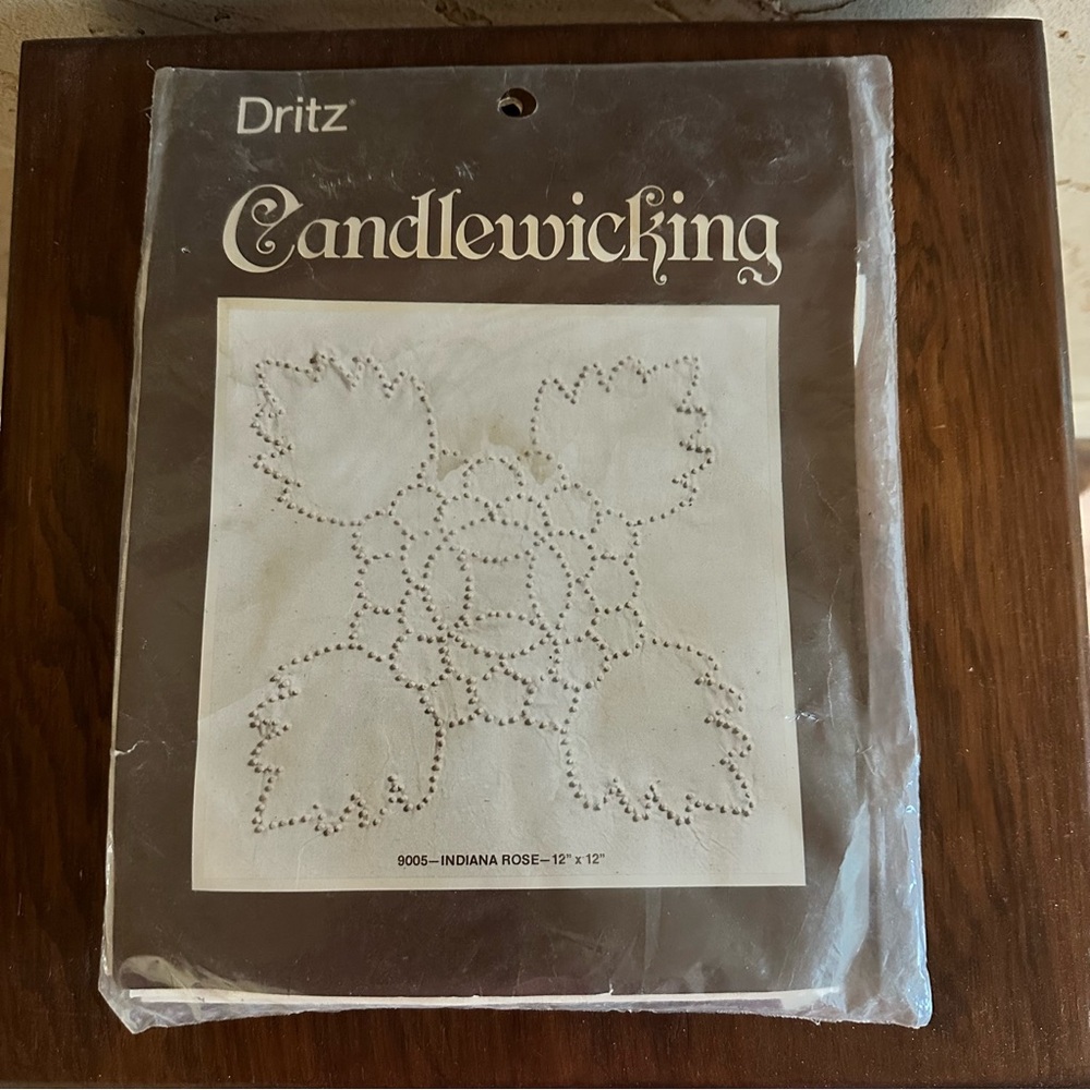 Vintage Dritz Candlewicking Embroidery Complete Kit Indiana Rose 12”x12” NEW